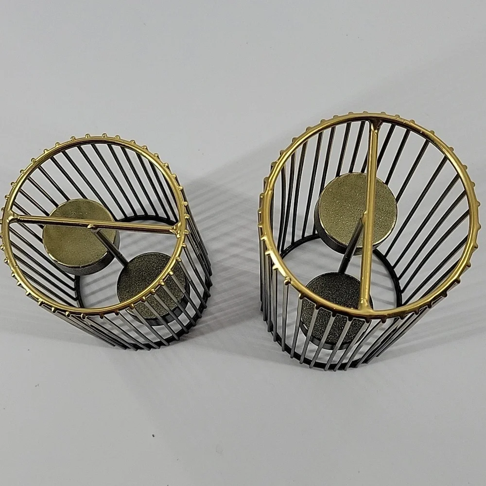 Elegant Black and Gold Candle Holders NEW